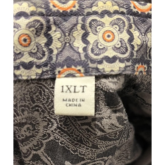 Robert Graham Shirt Mens 1XLT Black Gray Paisley Casual Long Sleeve Button Cuffs - Picture 14 of 16